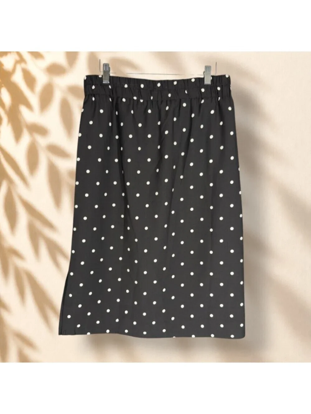 J. Crew Skirt Women M Medium Black Polka Dot A-Line Midi Lined Pull On Mid Rise
